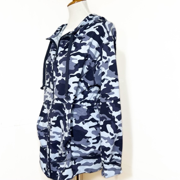 SOLD-NWT Fabletics Navy Blue Camo Zip Up Hoodie Sweatshirt - Picture 7 of 12